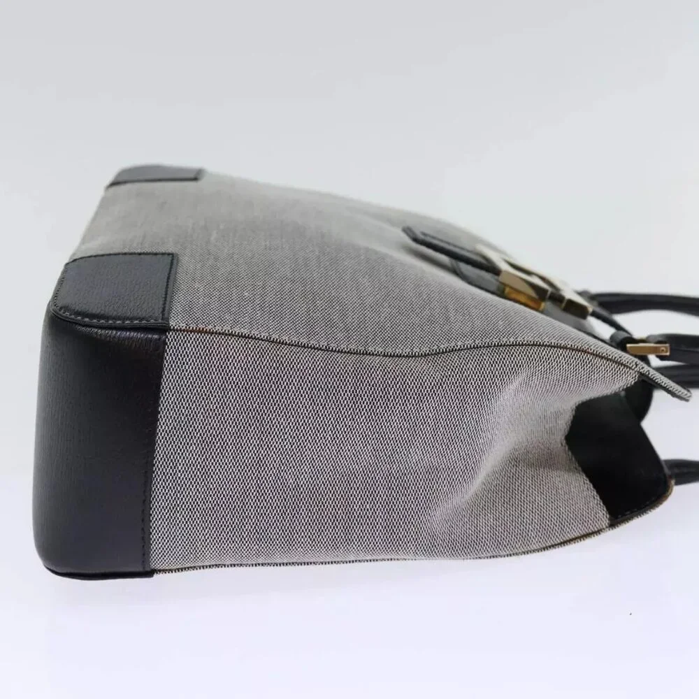 GUCCI Hand Bag Canvas Gray Auth